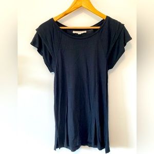 Loft black short sleeve blouse - XXS